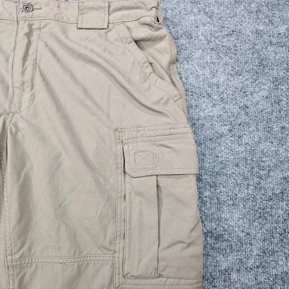 Duluth Trading Co Dry on the Fly Cargo Pants Mens 2XL x 27 Khaki Nylon Tech Work